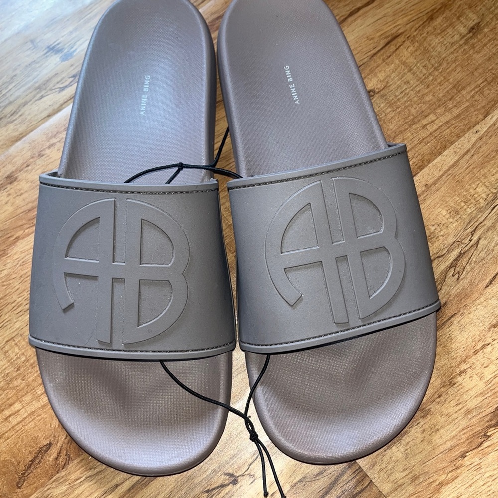 Anine Bing Isla Slides Iron Size 39 or 9